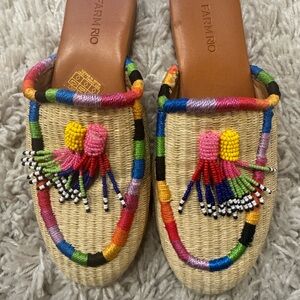 Farm Rio Multicolor Beaded Rafia Women's Mules